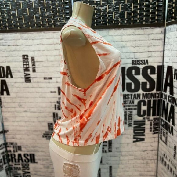 Sage L Coral Tie-Dye Crew Ribbed Neck Seamless Tank Top - Picture 2 of 5